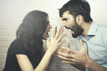 woman and man in fight